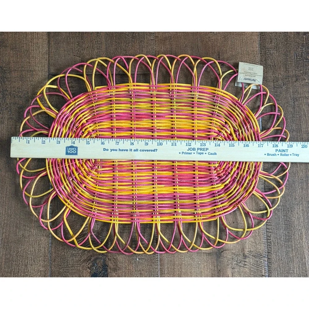 RARE VTG Boho Tiki Pier 1 Imports Rattan Placemats (15) Woven Oval 14x19 NEW